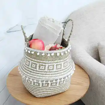 

Storage Baskets laundry Seagrass Baskets Wicker Hanging Flower Pot Baskets Storage Flower Home Pot panier osier basket for toys