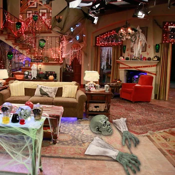 

Scary Two Arms Light Halloween Props Simulation Zombie Face Skeleton Party Supplies Graveyard Lawn Stakes Lamp Festival Decor