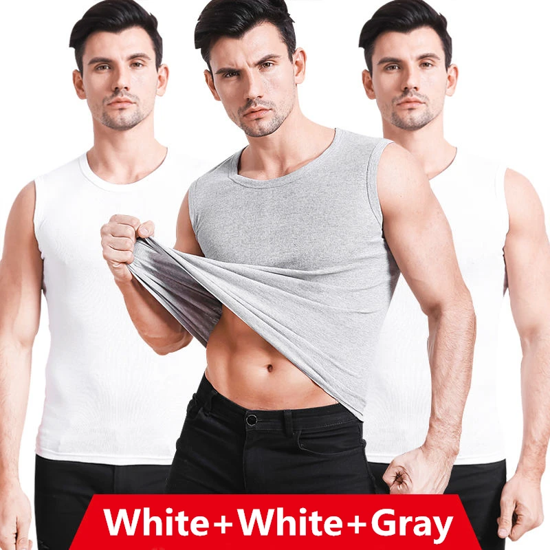 3Pcs/Lot Broad Shoulder Men Cotton Tank Tops Underwear Undershirt Transparent Shirts Male Body Shaper Fitness Vest Singlets