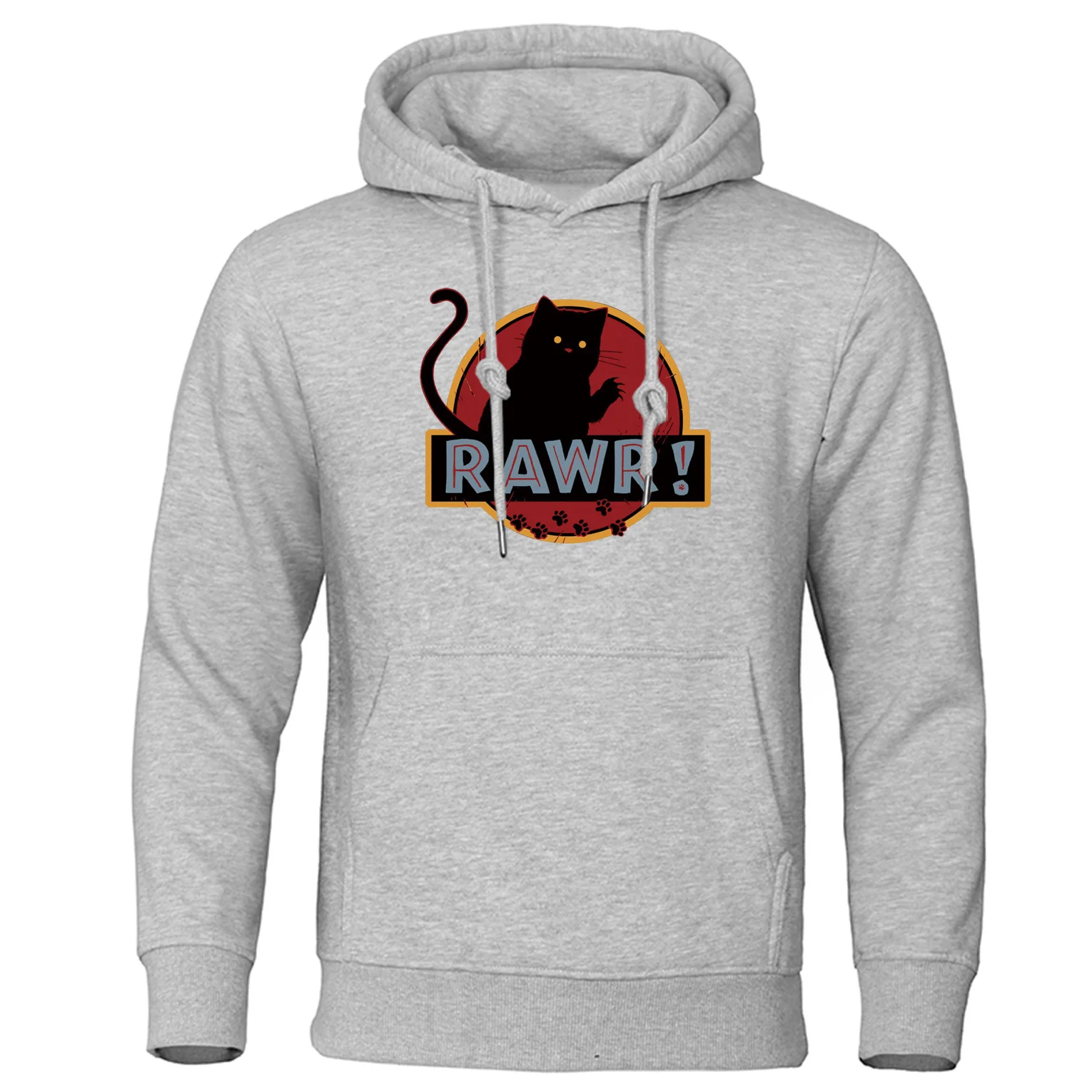 Толстовки Rawr cat, мужские топы с забавными монстрами, высококачественные мужские толстовки с капюшоном,, осенне-зимний брендовый Мужской пуловер, уличная одежда - Цвет: gray 6