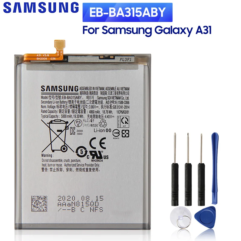 

SAMSUNG Original Replacement Phone Battery EB-BA315ABY For Samsung Galaxy A31 2020 Edition SM-A315F/DS SM-A315G/DS 5000mAh