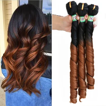 

Natifah Synthetic Hair Bundles Ombre Natural Wave Long Wavy Hair 2Tone Color 16 18 20Inch Curly for Woman African American