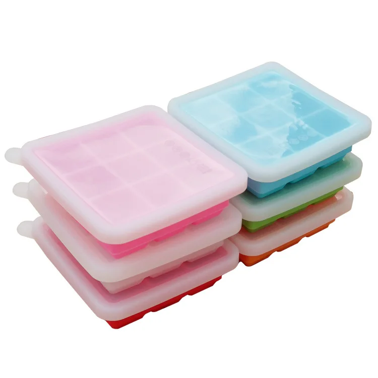 Силиконовый поднос для льда с крышкой 9 ячеек|Емкости мороженого| |