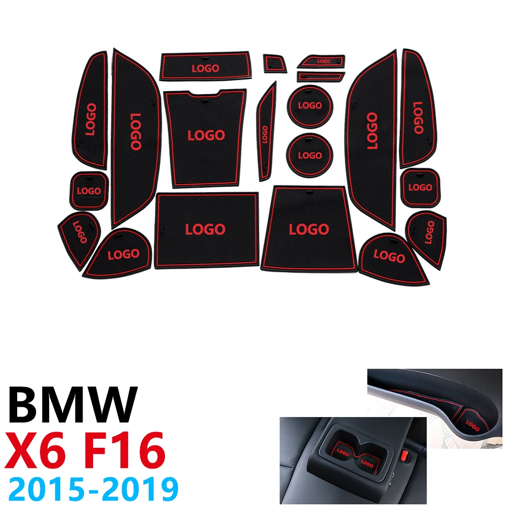 

Anti-Slip Rubber Cup Cushion Door Groove Mat for BMW X6 F16 X6M M Power 2015~2019 Car Accessories mat for phone 2016 2017 2018
