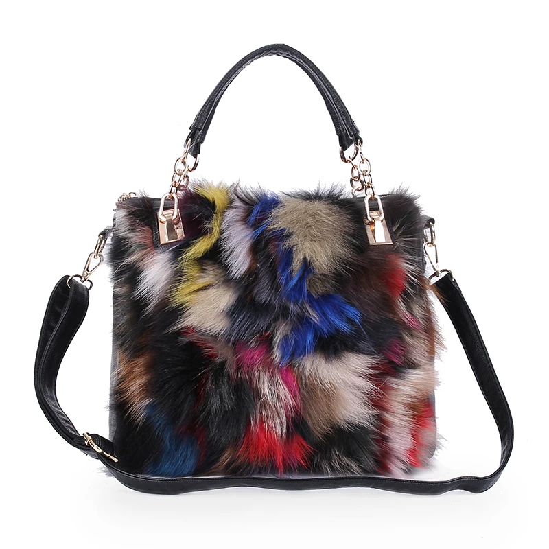 2020 модная цветная сумка из лисьего меха Высококачественная мягкая плюшевая