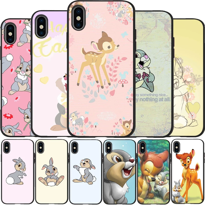 

Bambi Thumper Cover Soft Silicone black TPU Phone Case For iPhone 6 6plus 7 8 plus 5 5S SE X XR XS Max