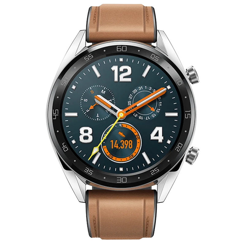 Global 46mm Brown Huawei Watch GT Смарт часы Поддержка gps NFC 14 дней Срок службы батареи 5 атм водонепроницаемый телефонный Звонок трекер сердечного ритма для Android iOS промо-код newyear1200 / newyear600 - Цвет: Global 46mm Brown