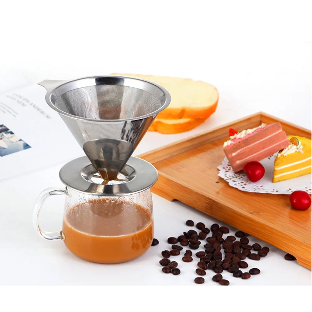 Double Layer Coffee Filter Holder Stainless Steel Pour Over Coffees Dripper Mesh Coffee Tea Filter Funnel Basket Filters Tools Double Layer Coffee Filter Holder Stainless Steel Pour Over Coffees Dripper Mesh Coffee Tea Filter Funnel Basket Filters Tools