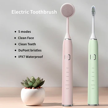 

【NEW】Electric Toothbrush Rechargeable IPX7 Waterproof Sonic Brushing And Cleansing Two-In-One For 31000 times/min Men Women