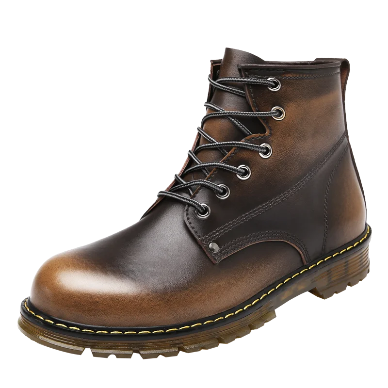 Brand Men Boots Autumn Winter Warm Fur High Quality Split Leather Waterproof Footwear Fashion Comfortable Men Ankle Boots