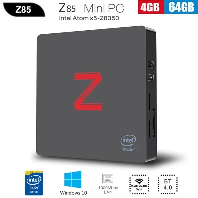 Оранжевый Z85 Мини ПК Windows 10 ядерным процессором Intel Atom X5-Z8350 4 ядра 2G/4 ГБ, 64 ГБ, 1000 м двухъядерный процессор Wi-Fi Smart set top TV BOX медиа плейер Minipc VGA Порты и разъёмы - Цвет: Оранжевый