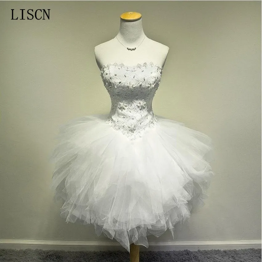 new-lovely-short-wedding-dresses-strapless-pearls-lace-tulle-mini-a-line-bridal-gowns-lace-up-back-custom-made-w910_副本1