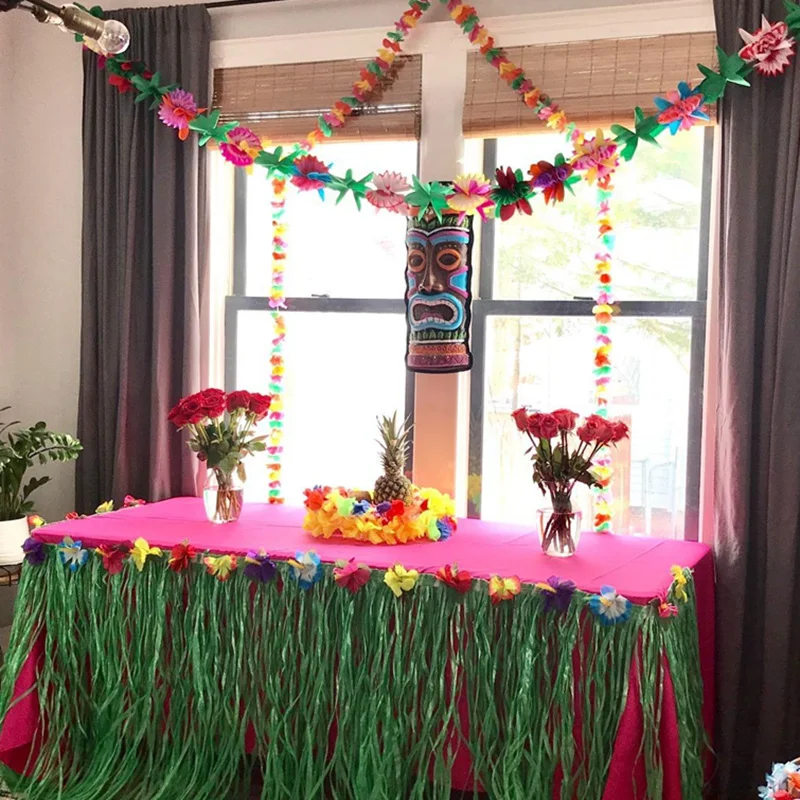 Hawaiian Party Decorations Palm Leaves Bunting Banner Luau Flamingo Summer Tropical Party Decoration Jungle Safari Party Ballons