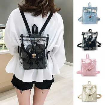 

New Fashion Women Beach Bag Ladies Jelly Transparent Backpack Students Bag Casual Shoulder Bag Travel Bag рюкзак женский G09125