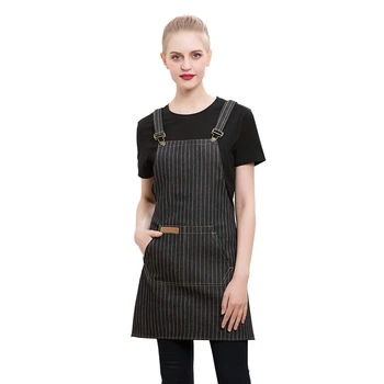 

Denim Cross Back Chef Bib Apron with Pockets for Men and Women Sleeveless Aprons