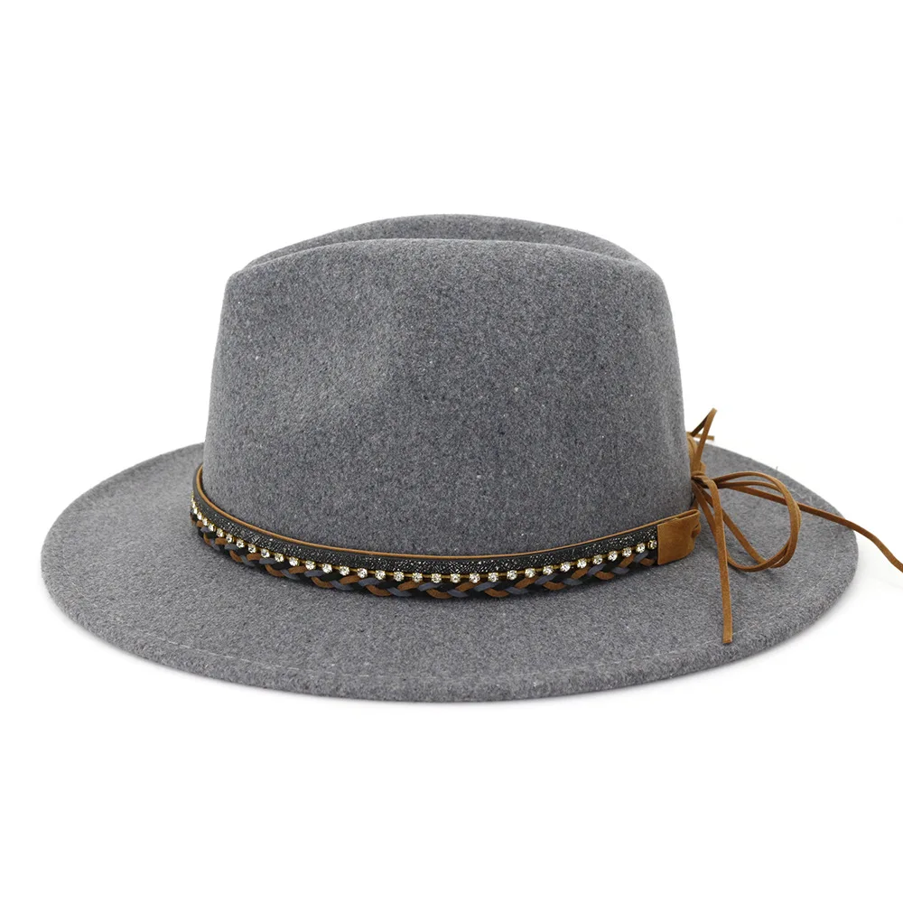 QIUBOSS шерсть мягкая фетровая шляпа фетровая Джаз Fedora шляпы для мужчин и женщин платье Панама с широкими полями шляпка для официальных мероприятий Gambler Гангстерская шляпа черного и желтого цвета