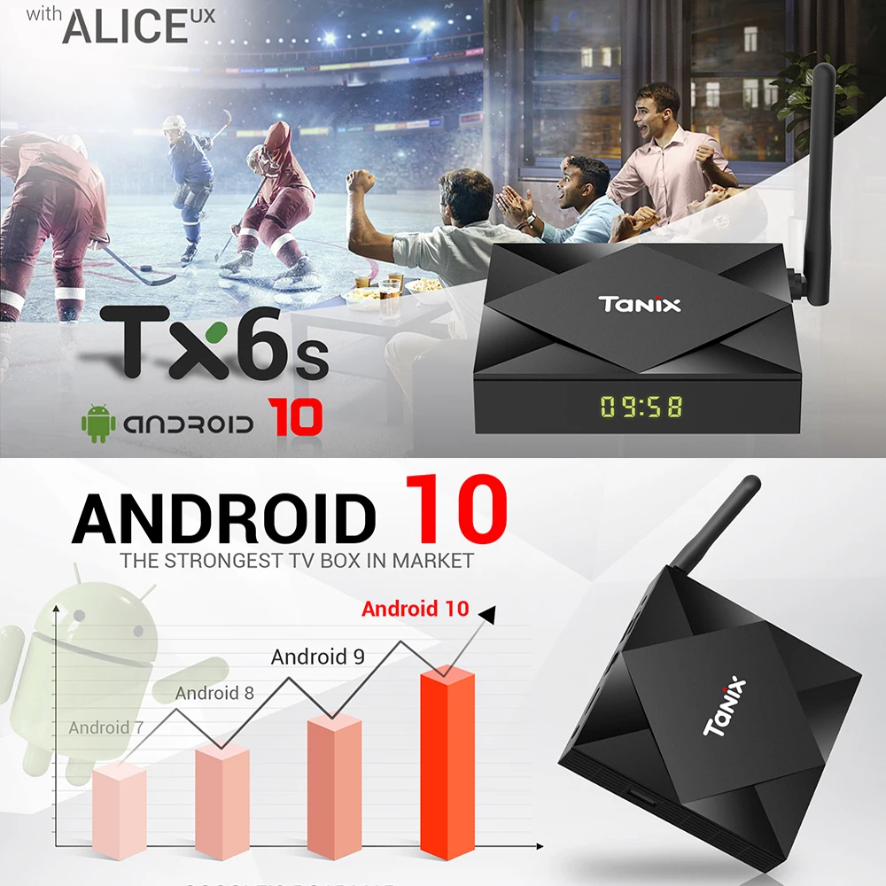 Tanix TX6S Android 10,0 Смарт ТВ приставка 4 Гб ОЗУ 32 Гб 64 Гб четырехъядерный ТВ приставка Allwinner H616 H.265 4K медиаплеер 2 ГБ 8 ГБ pk Tanix TX6