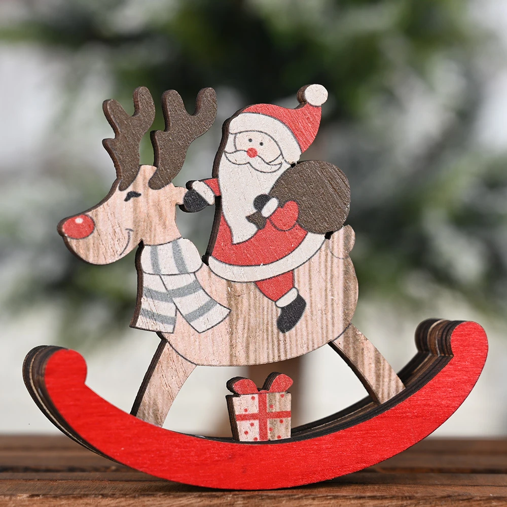 Santa Новогоднее DIY деревянное Рождественское украшение для дома с оленем рождественские украшения детский подарок деревянные рождественские украшения - Цвет: Santa