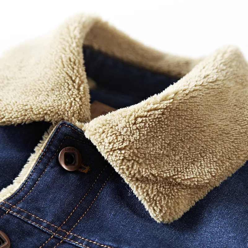 M-6XL Wholesale Mens Denim Jacket Autumn Winter Military Jeans Jacket Men Thick Warm Bomber Blue Ar