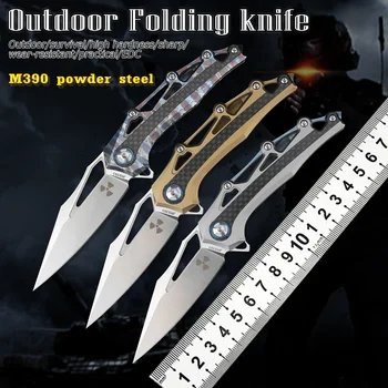 

Outdoor Multifunctional Pocket Knife M390 Powder Steel Blade Material TC4 Titanium + Carbon Fiber Portable Folding Durable Tool