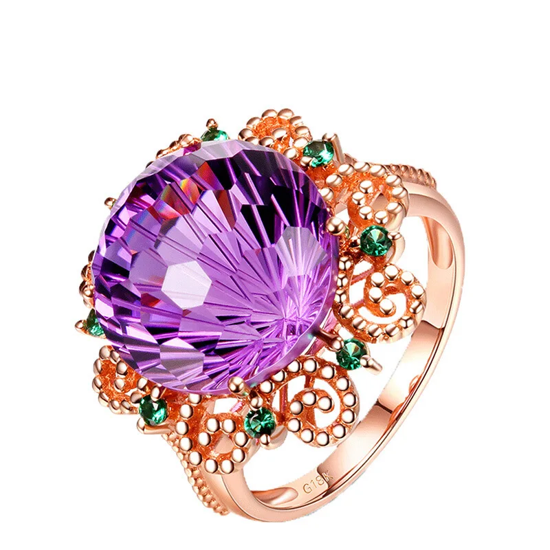 18K Rose Gold Pure Amethyst Ring for Women Anillos De Fine Bizuteria Natural Amethyst Gemstone 18K Rose Gold Jewelry Ring Box 18K Rose Gold Pure Amethyst Ring for Women Anillos De Fine Bizuteria Natural Amethyst Gemstone 18K Rose Gold Jewelry Ring Box