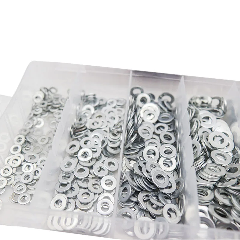 HLZS-900Pcs кольцо из нержавеющей стали прокладка плоские шайбы ассортимент M3, M4, M5, M6, M8, M10 набор колец шайба M6 ZK186
