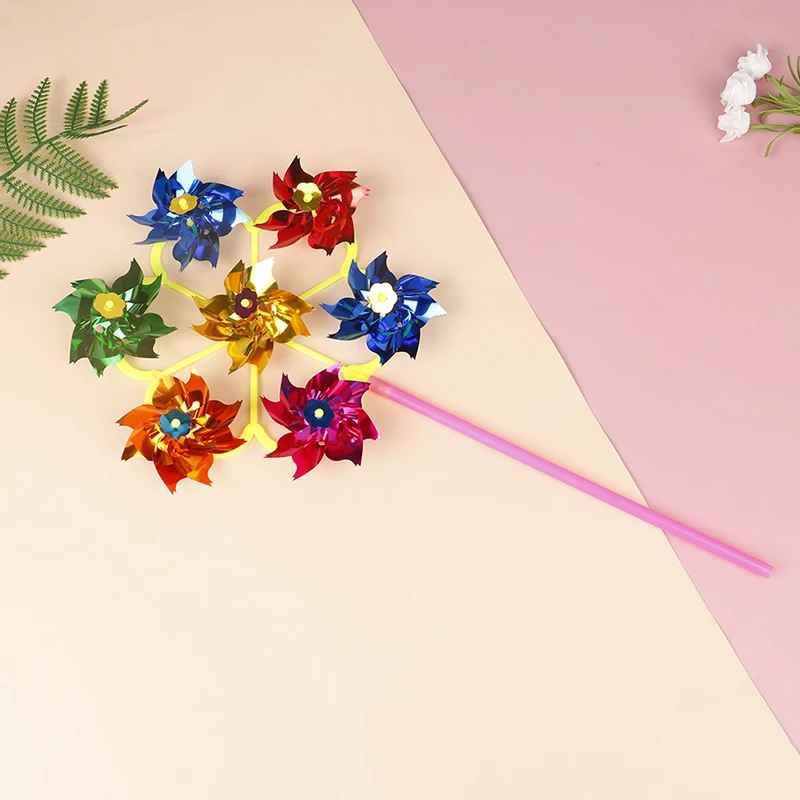 Wind Spinner Toys Colorful DIY Sequins Windmill Wind Spinner Home Garden Yard Decoration Kids Toy