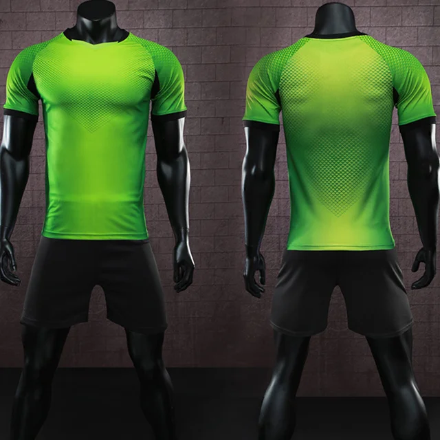Новинка, мужские футбольные майки, тренировочный футбольный набор, Футбольная форма, детские костюмы для футбола, настраиваемый логотип, название numbe - Цвет: green black shorts