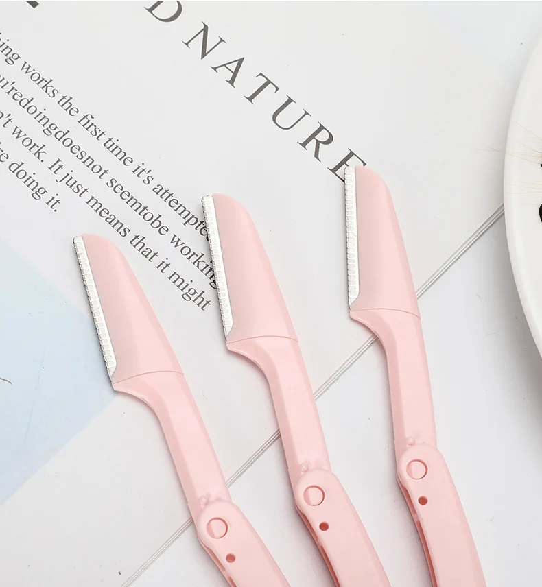 3Pcs Eyebrow Trimmer Set Folding Eyebrow Trimmer Safety Scraping Razor Beauty Dermaplaning Tool Scissors