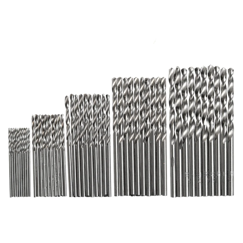 

50Pcs 1/1.5/2/2.5/3mm High Speed Steel Titanium Plated Twist Drill Bit Set Tool