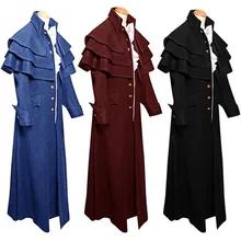 Мужская Кнопка Мода стимпанк винтажный пиджак-фрак Готическая форма пальто мужская одежда с длинными рукавами верхняя одежда