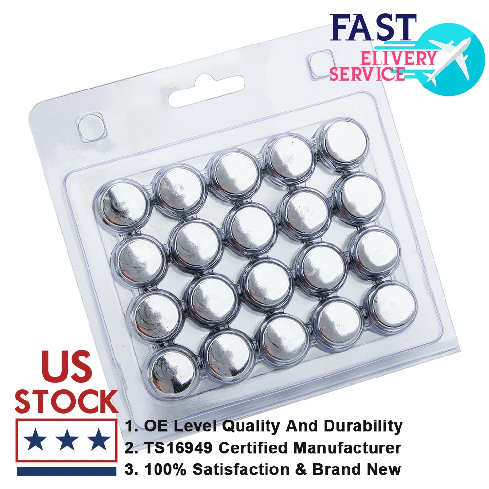 

20/Pack 12x1.5 1707S-20AM Height 35mm Chrome Acorn Bulge Wheel Lug Nuts For Chevy Ford Fusion