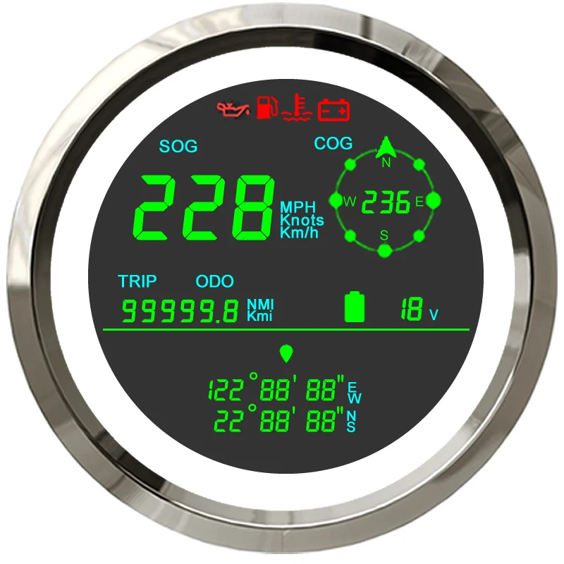 2021 новый 0-299 км/ч GPS датчик скорости ЖК цифровой Trip ODO COG вольтметр уровня топлива