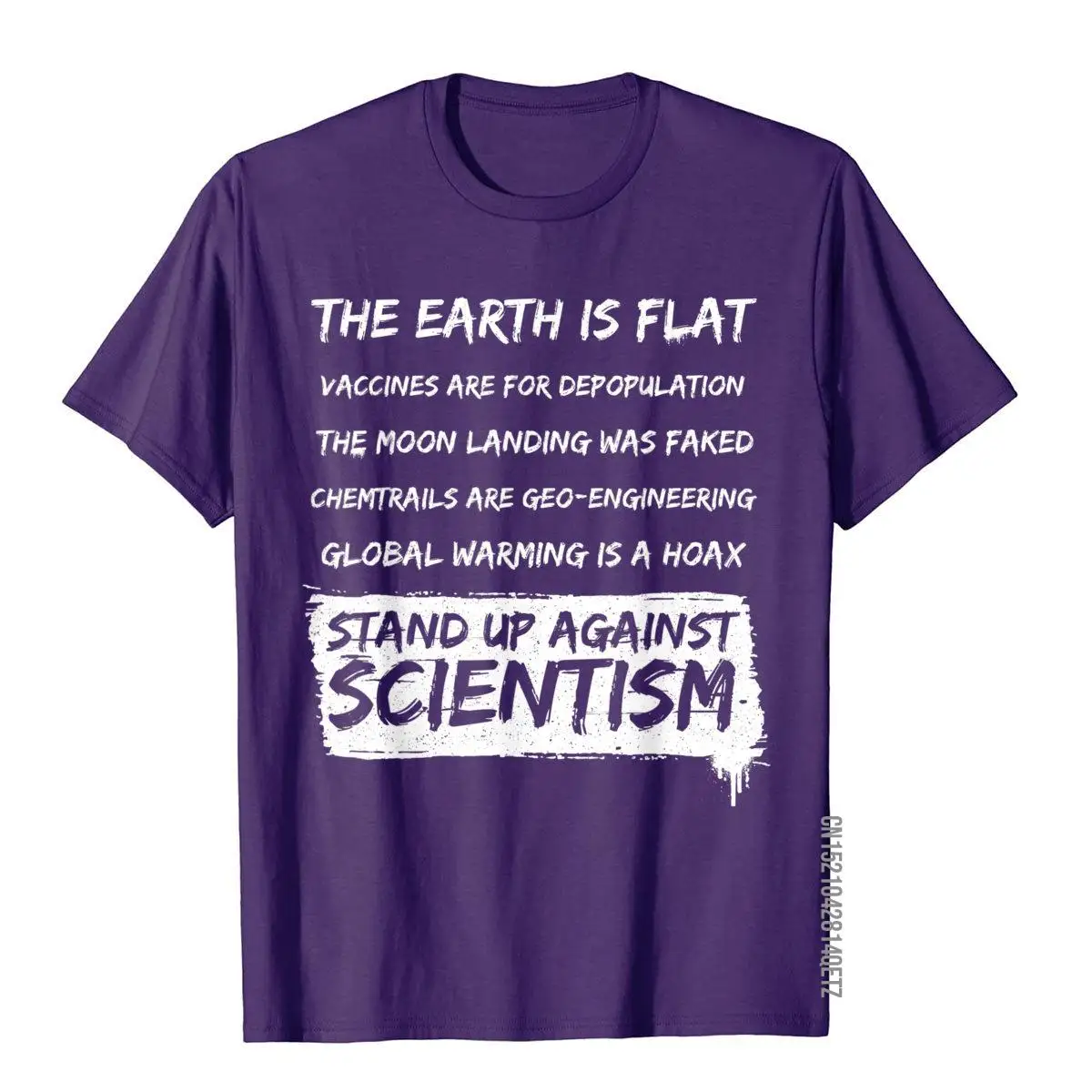 Flat Earth - Earth Is Flat - Against Scientism T-Shirt__B12112purple