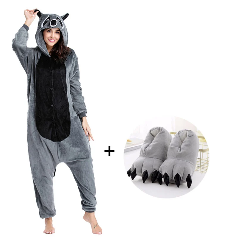 Ceny Funny Raccoon onesie piżama w zwierzątka kobiety mężczyźni Onesies dla dorosłych Cartoon przebranie na karnawał jednoczęściowy Pijamas kombinezony body