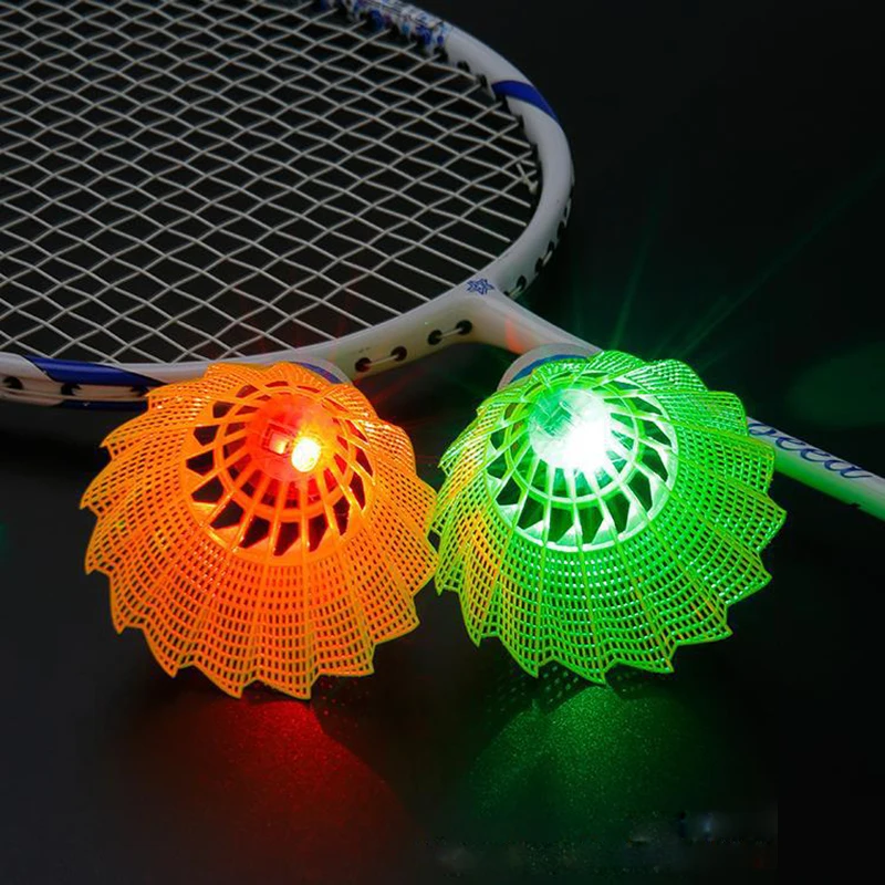 WELKIN 4pcs Dark Night LED Glowing Light Up Strong Nylon Badminton Shuttlecocks Colorful Lighting Balls Indoor & Outdoor Sports