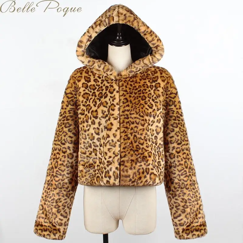 Belle Poque утолщенное леопардовое женское короткое пальто из искусственного меха женская куртка повседневные пальто меховые куртки женские Harajuku