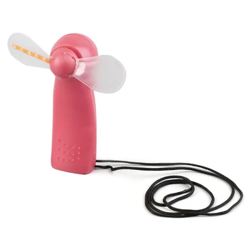 

Portable Handheld Cooling Fan Colorful LED Mini Light Battery Power With Strap M6CB