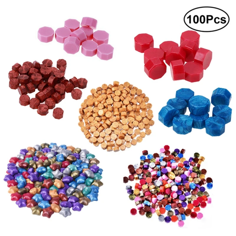 

DIY 100pcs Sealing Beads Wax Retro Stamps Paint Seal Envelope Wooden Stamps/Solid Wood Spoon for Wedding Birthday Invitations