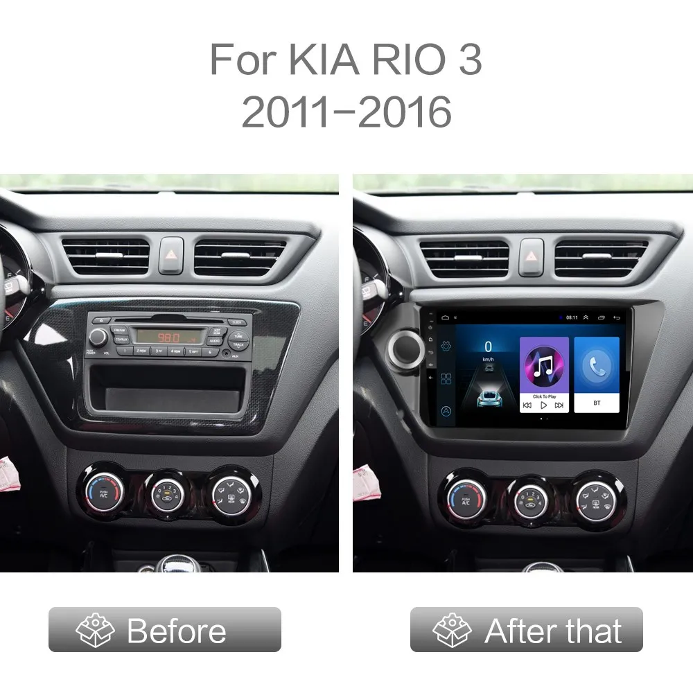 2 din Android 8 1 для KIA RIO 3 и 4 Автомобильный мультимедийный видео плеер 9 ”сенсорный