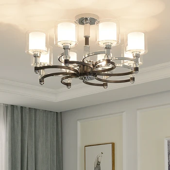 

6/8/10 Head Nordic Living Room Led Chandelier Black+silver Lights Lighting Lamp Barn Metal Flush Mount Ceiling Home Decoration