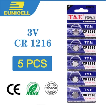 

5pcs Lithium Cell Coin Battery 3V CR1216 CR 1216 Button Batteries ECR1216 DL1216 BR1216 LM1216 5034LC For Watch Toy Remote