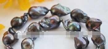 

1261 17-18" BLACK BAROQUE KESHI REBORN PEARL NECKLACE