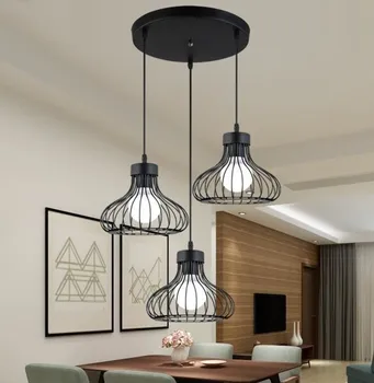 

Modern Pendant Light Black Iron Hanging Cage Vintage Led Restaurant/Teahouse Indoor Lightings Modern Pendant Lights 3 Heads HWC