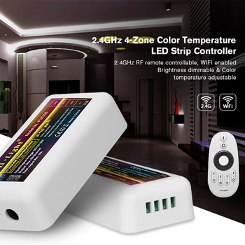 

Mi Light FUT035 2.4G RF Wireless 4 Zone Color Temperature Adjustable CCT Dimming Controller Dimmer for WW/CW Dual LED Lamp Strip