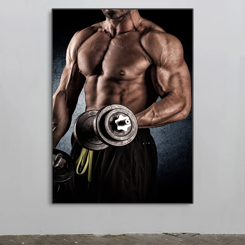 Modern Gym Decoration Canvas Painting Bodybuilding Character Fitness Wall Art Poster Sexy Men Women Muscle Picture Mural Cuadros
