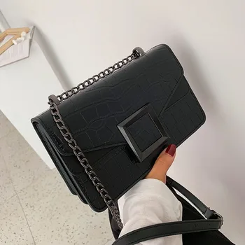 

2020 Stone Pattern Leather Chain Crossbody Bags For Women Small Shoulder Messenger Bag Female Simple Flaps Luxury Travel Handbag