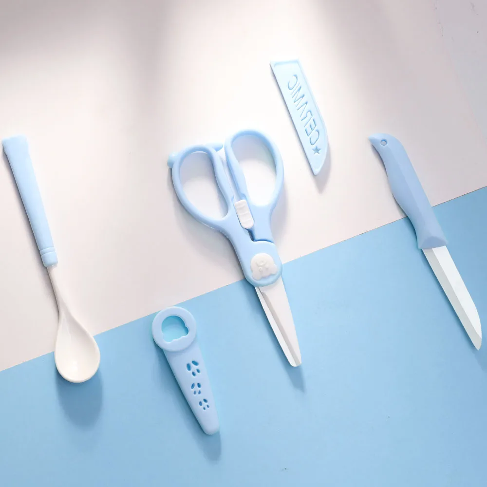 Baby Ceramic Tools set Food Scissors Safety Food Cutter Knife Fruit