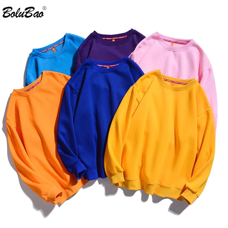 

BOLUBAO Brand Men Solid Color Hoodies Sweatshirts Winter New Men's Round Neck Sweatshirt Plus Velvet Warm Sweatshirt Male
