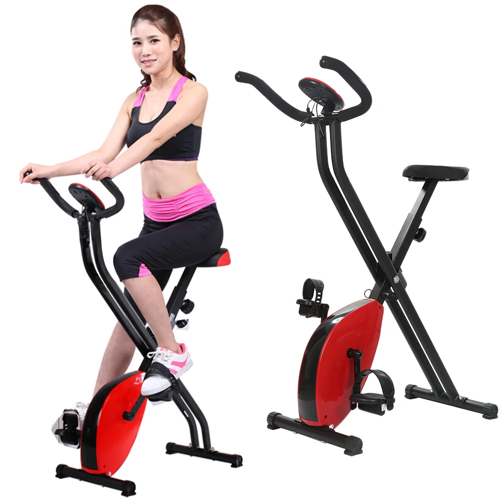 

Fitness Bike Ribbon Brake With Heart Rate Foot Cover X-type Exercise Bicycle Professional Bike Trainer Riding Accessories HWC